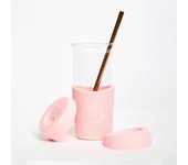 Vaso reutilizable para batidos con tapa - 20 oz - Flamenco rosa