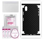 Adhesivo protector apgo para la parte trasera y laterales compatible con Apple iPhone X, película envolvente, lámina de vinilo - Patrón negro carbón