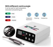 Micromotor LED eléctrico sin escobillas dental con 1:Contraángulo de fibra óptica con 5 anillos rojos, apto para micromotores de dentista. 4 hole motor blanco