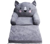 Silla para niños pequeños, gris, estilo dibujos animados, plegable, con asa ancha, respaldo estable, transpirable, sofá para bebé en casa