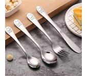Juego de cubiertos con cuchara, tenedor y cuchillo de oso de dibujos animados para niños, juego de vajilla de cocina portátil de acero inoxidable 304 bonito para viajes