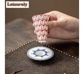 Taza de té creativa de 35 ml con diseño de mil Budas, de porcelana blanca, con polvo rojo, juego de platillo y cuenco de té con soporte, juego de té Chazahan personal.