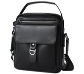 Bolso bandolera para hombre, bolso de hombro de piel auténtica, capa superior de lujo ligera para negocios y ocio, bolso ligero de piel de vaca para hombre, mochila pequeña portátil negro