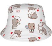 Sombrero de pescador Unisex Mochi Peach Cat Peach y Goma, gorros de verano empacables para deportes al aire libre, gorra de pescador Bob, triangulación de envíos One Size