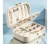 Caja de joyería portátil, organizador de joyas, expositor de viaje, cajas de joyería, botón de cuero, almacenamiento con cremallera, Joyero color rosa