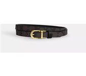 Coach Cinturón reversible con hebilla clásica, cortado a medida, 18 mm, dorado, nogal y negro One Size