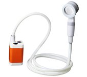 Ducha de camping portátil con bomba eléctrica, resistente al agua IPX7 y batería recargable de 4000 mAh naranja