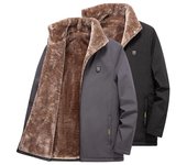 Chaqueta informal de invierno de talla grande para hombre, Parkas cálidas y gruesas de lana, abrigo para hombre, ropa de moda de otoño, Parka a prueba de viento con bolsillos para hombre 2XL negro