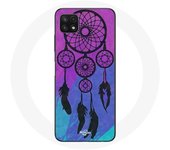 Coque pour Samsung Galaxy A22 5G Attrape Rêve Noir Fond Bleu et Violet