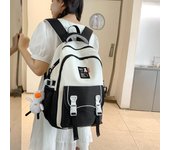 Mochila de bloques de color, mochila de gran capacidad para estudiantes de secundaria, mochila para parejas negro