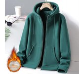 Abrigo de otoño-invierno para hombre, con capucha, cierre de cremallera, mangas largas, cordón, suelto, grueso y cálido L verde oscuro