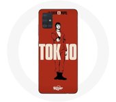 Coque pour samsung galaxy A71 La casa de papel Tokyo Fanart logo Fond Rouge