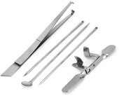 Kit de 5 cuchillos de capón de acero inoxidable para granjas avícolas, instrumento veterinario para pollos.