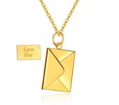 Collar de sobre, Carta de amor, Collar de amor, cadena, Collar de pareja femenina, regalo de joyería 18K oro
