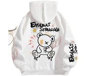 Sudadera holgada informal con estampado de oso y grafiti de lucha sin fin para hombre y mujer S negro