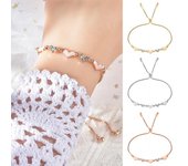 Pulsera de mujer con borlas de longitud ajustable, corazón de diamantes de imitación, aleación pulida, joyería para la muñeca, regalo para hija, esposa, amiga, uso diario, brazalete de emparejamiento
