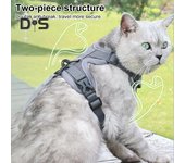 Arnés y correa para gatos con tiras reflectantes, chaqueta, chaleco transpirable ajustable, arnés a prueba de fugas, correa de fácil control para gatos L azul del lago