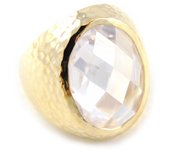 Anillo blanco chapado en oro 'Lux' 56 blanco