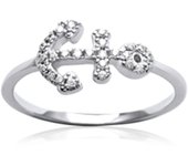 Bague Argent 'Ancre Marine' blanc argenté (rhodié) - 13x8 mm 52 blanco