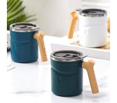 Taza de café de 510 ml con tapa, de acero inoxidable 316, apta para microondas y lavavajillas, sellada, para uso diario. azul