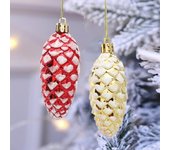 10 Uds. De bolas de cono de pino pintadas de plástico, colgantes de Navidad con cordón, accesorios de decoración navideña, adornos colgantes 10 pcs champagne