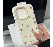 Funda de piel fina con estampado de cerezas para iPhone 16 Pro Max 15 Pro 14 13 12 11, suave TPU mate a prueba de golpes iPhone 16 gris