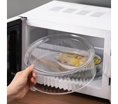 Cubierta para microondas, cubierta para plato de servir, cubierta antisalpicaduras, superficie lisa transparente con asa, cubierta para microondas de 10 pulgadas blanco