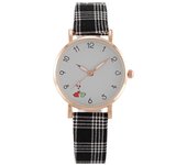 Reloj digital con bonito diseño literario a cuadros para chica estudiante, reloj para mujer con cinturón a cuadros, de cuarzo, de una sola pieza