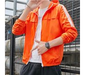 Chaqueta con protección solar de verano para hombre, abrigo con capucha a rayas de seda helada que combina con todo, cortavientos ligero para pesca informal al aire libre M blanco