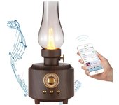 Altavoz Bluetooth retro de queroseno con luz LED, caja de música portátil Bluetooth, altavoz Bluetooth, graves potentes de alto volumen Bluetooth 5.0 marrón