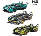 Technic Super Blue Sports Race Car Block Set Modelo Ladrillos Bloques de construcción Regalo de Navidad para niño novio No Box