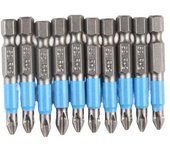 Vástago hexagonal de acero para herramientas, cubierta de goma, puntas de destornillador Phillips eléctrico, 10 Uds., 50mm
