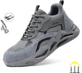 Zapatos de seguridad con punta de acero para hombres y mujeres, zapatillas de trabajo ligeras, zapatos de trabajo a prueba de pinchazos, botas de trabajo de seguridad para construcción unisex 37