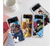 Funda de lujo Anime Demon Slayer para Samsung Galaxy Z Flip 3 4 5G Funda Z Flip3 PC transparente dura a prueba de golpes funda trasera del teléfono Samsung Z Flip4 5G