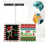 Cortina de ducha Stink Stank Stunk Feliz Navidad Decoración de baño a rayas rojas y blancas con ganchos 72 X 72 pulgadas One Size