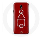 Coque pour Samsung Galaxy S5 Squid Game logo symboles cercle carre triangle Fond Rouge