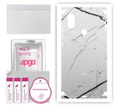 apgo Protective Skin Sticker for the back+sides compatible with Xiaomi Mi A2 (Mi 6X), Full Wrap Film, Foil, Vinyl - Pattern White Marble