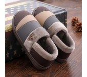 Zapatillas de invierno cálidas de piel para hombre, zapatos suaves antideslizantes para casa, cómodas zapatillas de lana para interiores de tacón plano para hombre de talla grande 42-43（for 41-42）