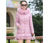 Abrigo de invierno para mujer, chaqueta acolchada larga de algodón, chaqueta fina y gruesa de plumón para mujer L rojo