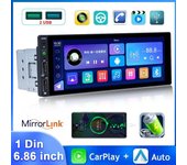 Radio para coche MP5 de 1 Din, reproductor MP5 de 6,9 pulgadas con cable, Carplay, Android Auto, reproductor multimedia universal, Mirror Link, estéreo para coche 1PCS