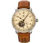 Reloj Zeppelin Mediterranee con correa de piel y esfera beige con corazón abierto, automático, Z96665 para hombre beige