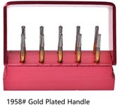 10 unids/caja de herramientas de taladro Dental de alta velocidad, aguja de corona rota para dentista, mango chapado en oro 1958 #