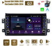 Reproductor de vídeo Multimedia 2 Din Android Car Radio para Suzuki SX4 2006-2013 para Fiat Sedici 2005-2014 con botón Carplay WiFi 2 + 32GB 1+16GB