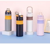 Termo portátil de acero inoxidable 316 para exteriores, portátil, con rebote, para beber directamente, para deportes, montañismo, viajes 600ml color rosa