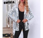 GMXIA Chaquetas y abrigos vintage informales con estampado de colores sólidos para mujer, de primavera y otoño, de manga larga y cuello tipo polo. XS negro