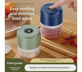 Machacador y prensador de ajo eléctrico inalámbrico compacto: herramienta de cocina automática para pasta de ajo y ajo picado 100ml verde