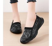Zapatillas de deporte de verano para mujer, mocasines planos de talla grande informales cómodos para enfermera, zapatos deportivos suaves para caminar en la playa, zapatos ligeros sin cordones EU: 35 negro
