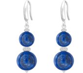 Lily-Crystal [Q4209] - Boucles d'oreilles argent artisanales 'Mineralia' lapis lazuli argenté - 23x10 mm azul