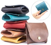 Monedero de cuero Mini billetera de cuero Bolsa de bolsillo de almacenamiento azul