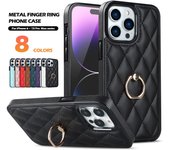 Funda blanda de cuero de lujo con soporte para anillo para iPhone 15 14 13 11 Pro Max 12 Mini XS XR X 8 7 6 6S Plus 14Pro 13Pro Funda a prueba de golpes iPhone 15 Plus verde